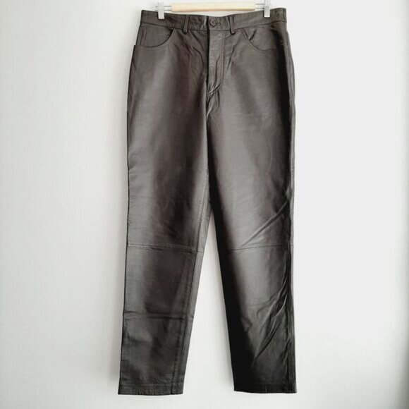 NEVADA Genuine Leather High Waist Pants Brown Sz L - Picture 11 of 11